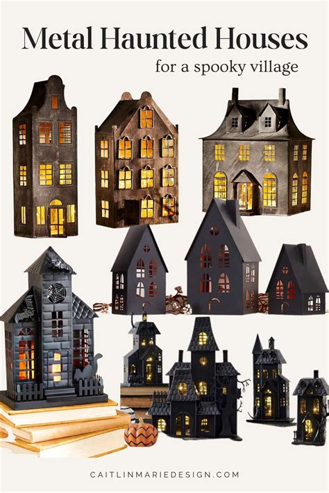 halloween metal houses|metal haunted house decoration.